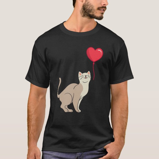 Cat toy Shirt Valentine's Day Heart Balloon For He (Front)