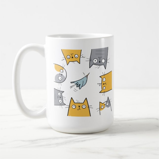 Cat Trap Funny Cute Chaos Cat Art Coffee Mug (Left)