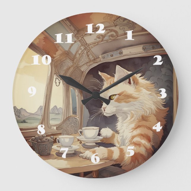 Cat Traveler  Large Clock (Front)
