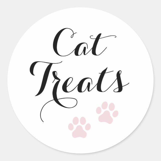 Cat Treats Calligraphy Favor Classic Round Sticker (Front)