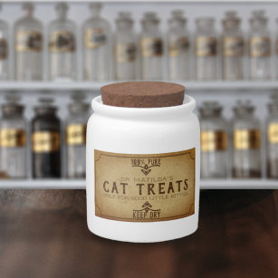 Cat Treats Vintage Apothecary Style Pet Treat Jar