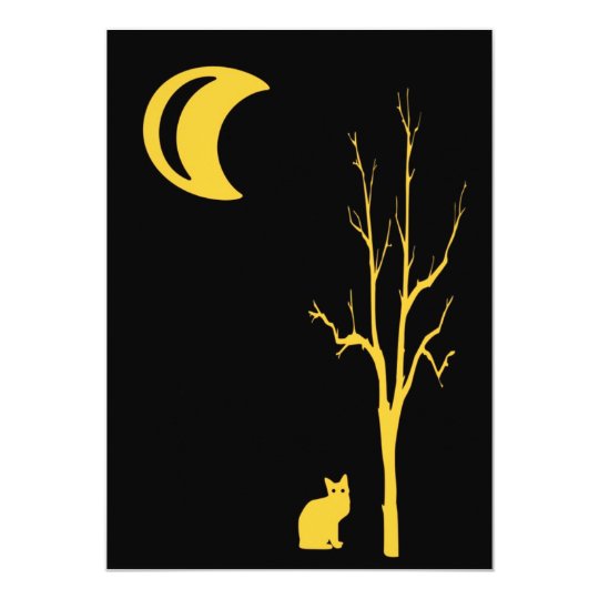 Cat, Tree and Moon Halloween Card