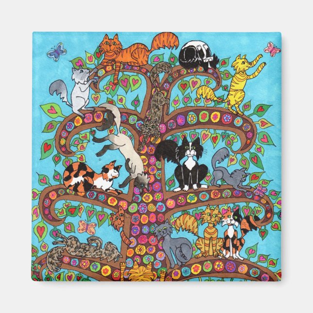Cat Tree of Life 2 Magnet (Front)