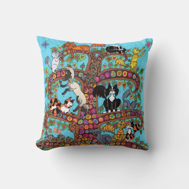Cat Tree of Life 2 Throw Pillow (Front)