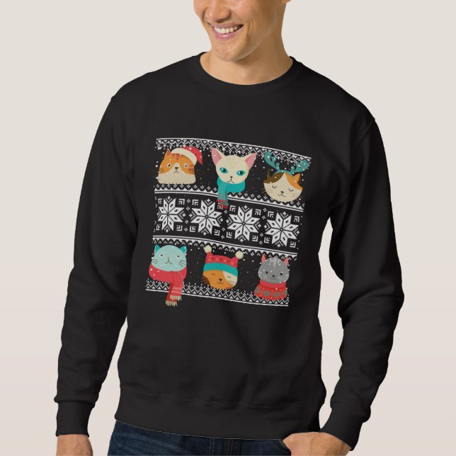 Cat Tree Ugly Sweater Christmas Matching (Front)