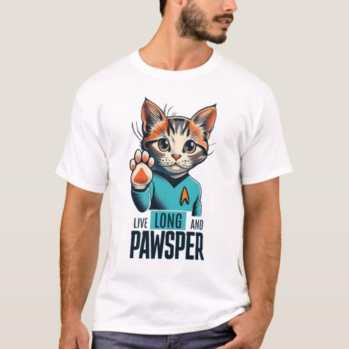 Cat Trek _ Live Long and Pawsper T_Shirt