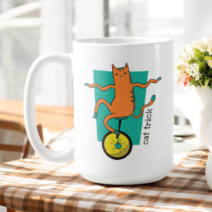 Cat Trick Funny Tabby Cat Riding a Unicycle Coffee Mug