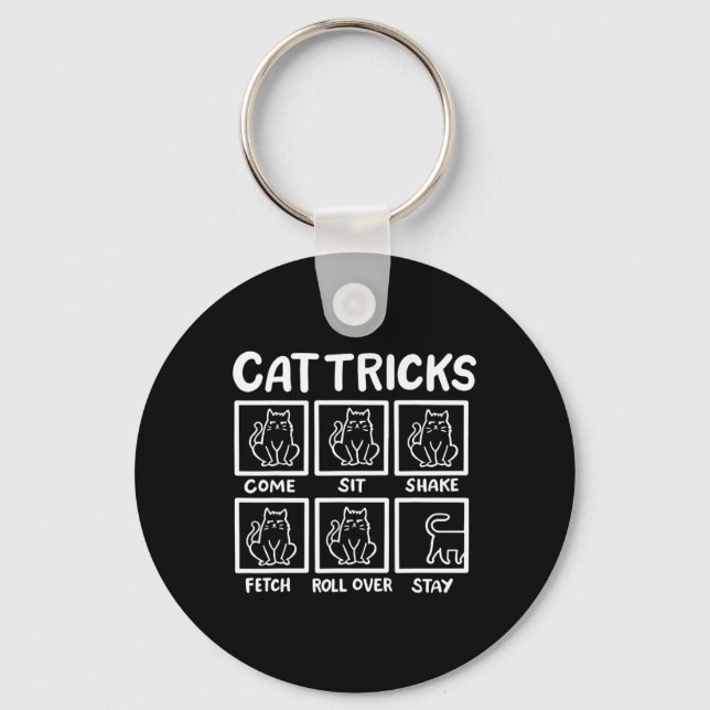 Cat Tricks Funny Cat Lover Gifts For Men  Keychain (Front)