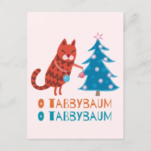 Cat Trimming the Christmas Tree Postcard