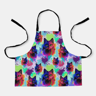 Cat Trippy Psychedelic Pop Art Apron