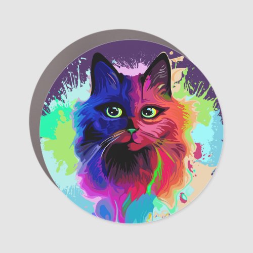 Cat Trippy Psychedelic Pop Art  Car Magnet
