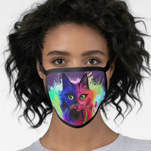 Cat Trippy Psychedelic Pop Art  Face Mask