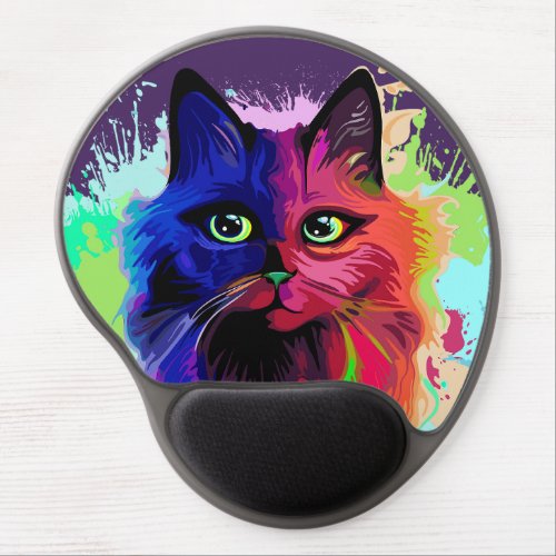 Cat Trippy Psychedelic Pop Art  Gel Mouse Pad