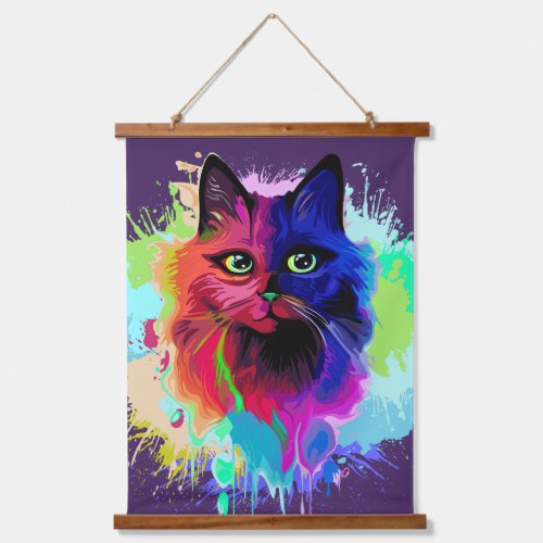 Cat Trippy Psychedelic Pop Art  Hanging Tapestry