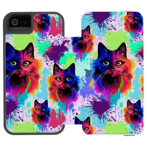 Cat Trippy Psychedelic Pop Art  iPhone SE55s Wallet Case