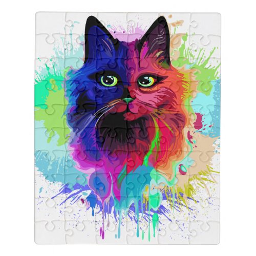 Cat Trippy Psychedelic Pop Art  Jigsaw Puzzle