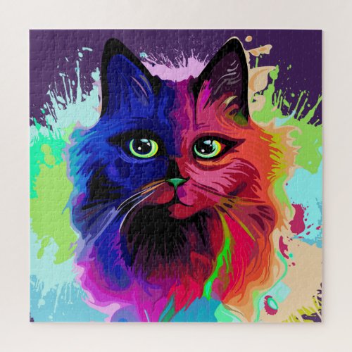 Cat Trippy Psychedelic Pop Art  Jigsaw Puzzle