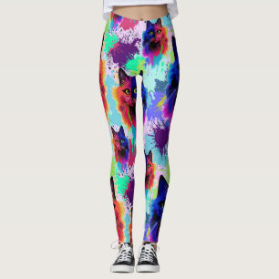 Cat Trippy Psychedelic Pop Art Leggings