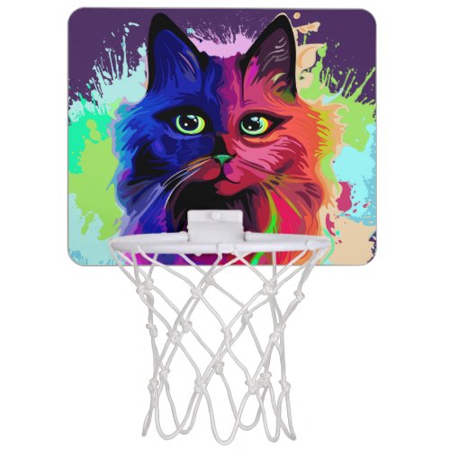 Cat Trippy Psychedelic Pop Art  Mini Basketball Hoop