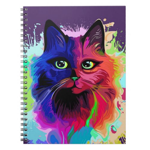 Cat Trippy Psychedelic Pop Art  Notebook