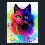 Cat Trippy Psychedelic Pop Art  Photo Print<br><div class="desc">Psychedelic Trippy Pop Art Cat Portrait on Colorful Paint Splatters. Original Vector IllustrationCopyright BluedarkArt TheChameleonArt.</div>