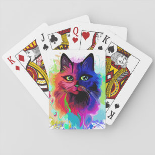 Cat Trippy Psychedelic Pop Art  Playing Cards