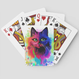 Cat Trippy Psychedelic Pop Art Poker Cards