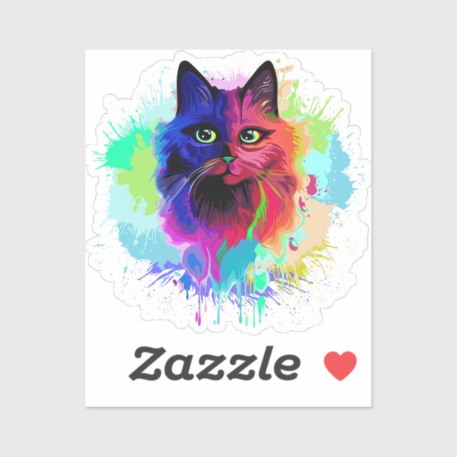 Cat Trippy Psychedelic Pop Art  Sticker (Sheet)