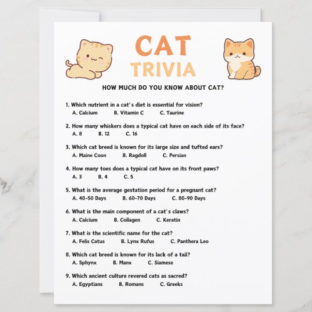 Cat Trivia Game (Front)