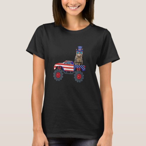 Cat Truck 4th of July Matching Family USA  Patriot T_Shirt