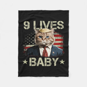 Cat Trump 9 Lives Ba Fleece Blanket