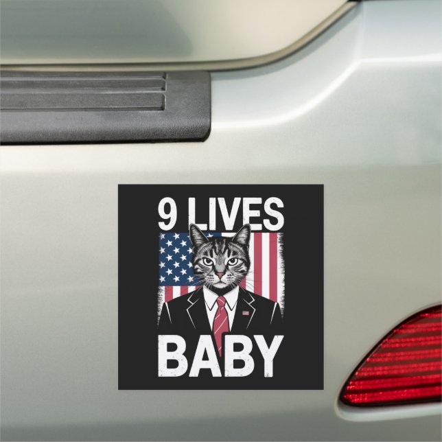 Cat Trump 9 Lives Baby Funny Trump Cat Car Magnet (In Situ)