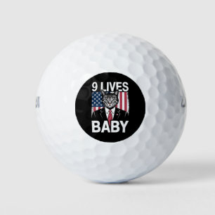 Cat Trump 9 Lives Baby Funny Trump Cat Golf Balls