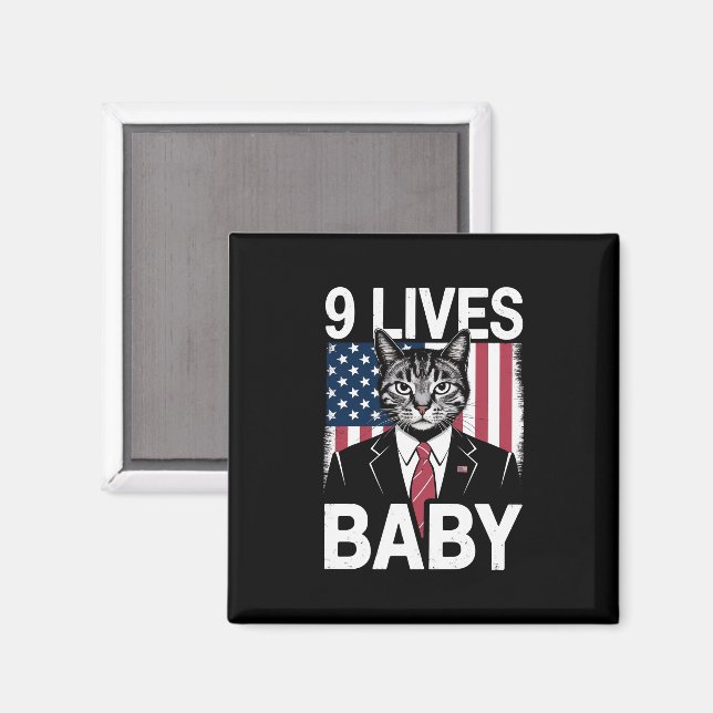 Cat Trump 9 Lives Baby Funny Trump Cat Magnet (Front/Back)