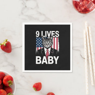 Cat Trump 9 Lives Baby Funny Trump Cat Napkins