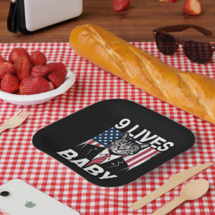 Cat Trump 9 Lives Baby Funny Trump Cat Paper Plates