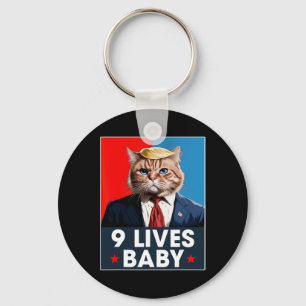 Cat Trump 9 Lives Baby Funny Vote For Trump Cats 2 Keychain