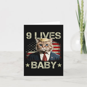 Cat Trump 9 Lives Baby Trump 2024 Win Victory Winn Card