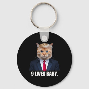 Cat Trump 9 Lives Baby Trump 2024 Win Victory Winn Keychain
