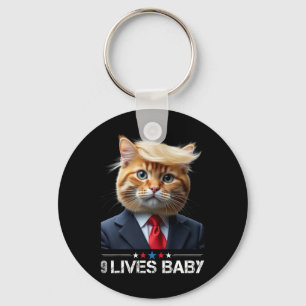Cat Trump 9 Lives By Funny Vote For Trump Cats 202 Keychain