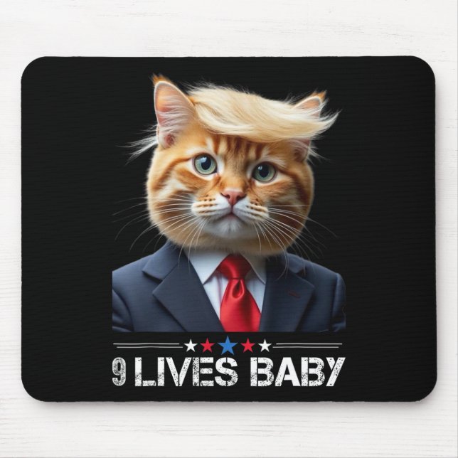 Cat Trump 9 Lives By Funny Vote For Trump Cats 202 Mouse Pad (Front)