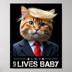 Cat Trump 9 Lives By Funny Vote For Trump Cats 202 Poster