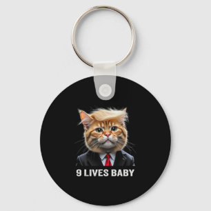 Cat Trump 9 Lives By Trump 2024 Win Victory Winner Keychain