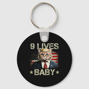 Cat Trump 9 Lives By Trump 2024 Win Victory Winner Keychain