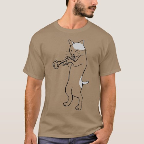 Cat trumpet player straight mute wah wah funny T_Shirt