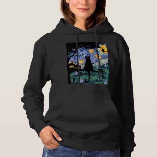 Cat Tshirt Scary Night Cat Tee Van Gogh Gift Ha Hoodie