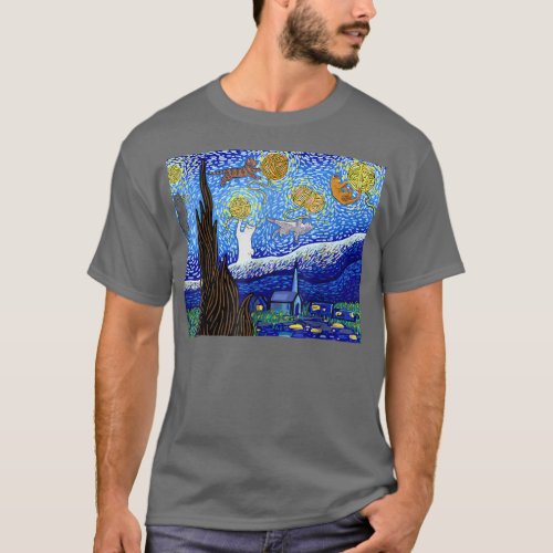 Cat Tshirt Scary Night Cat Tee Van Gogh Gift Ha T_Shirt