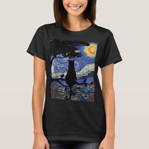 Cat Tshirt Starry Night Cat Tee Van Gogh Cat Gif T_Shirt