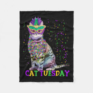 Cat Tuesday Funny Mardi Gras 2025 New Orleans Mens Fleece Blanket