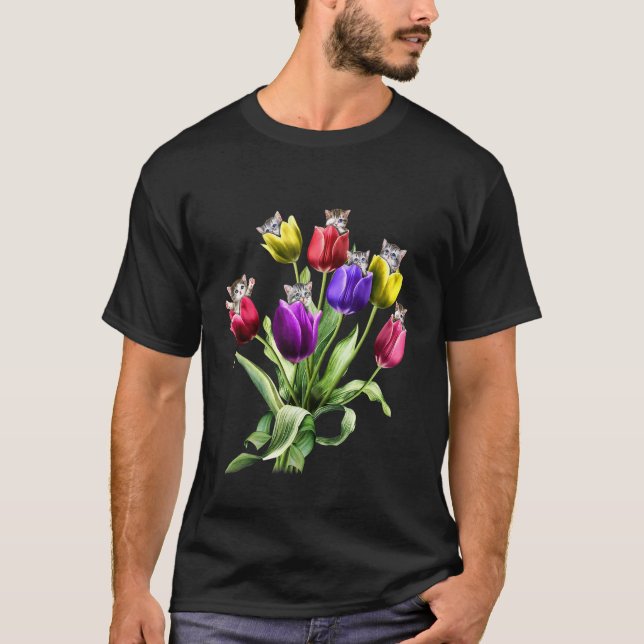 Cat tulips T-Shirt (Front)